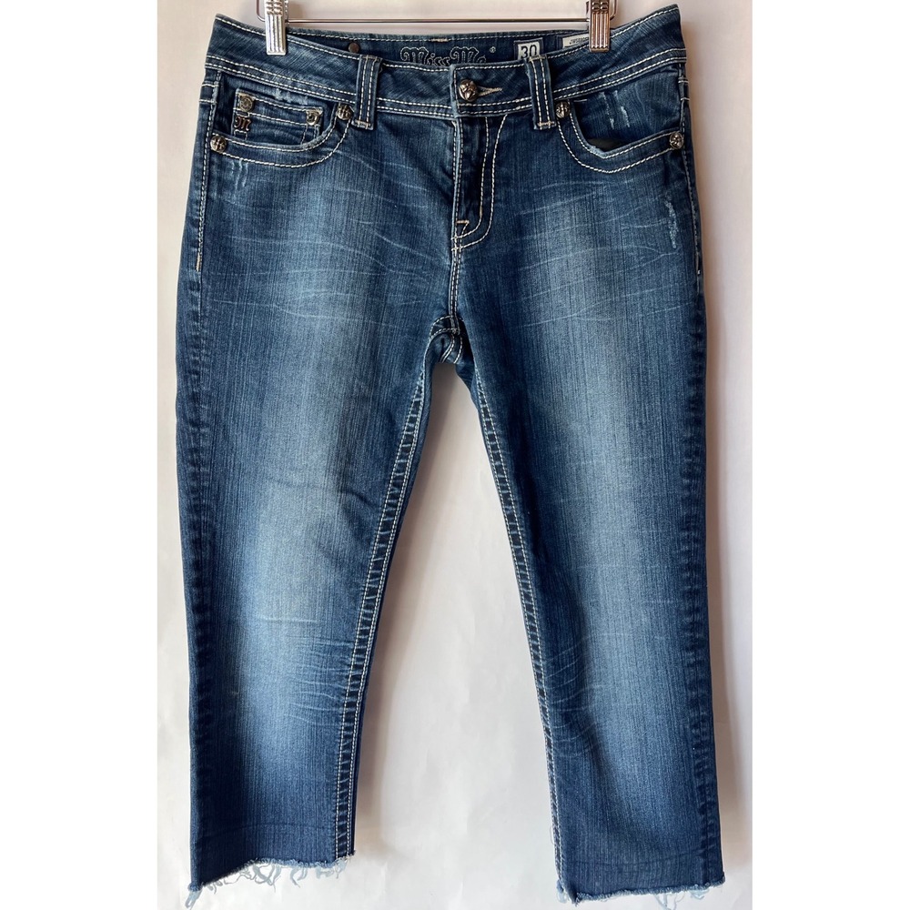 Miss Me Skinny Studded Med Wash Denim Blue Jeans JW5690S2‎ Women's Size 30